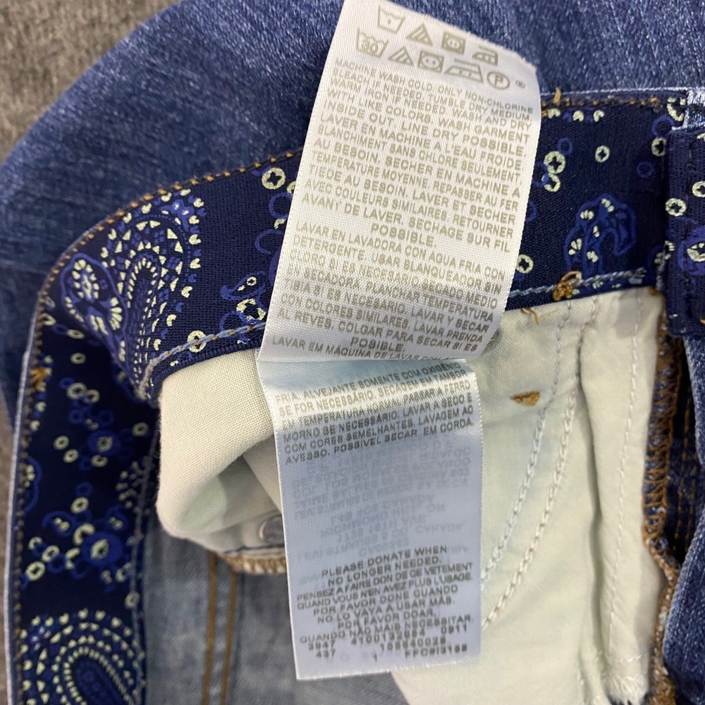 Levis 525 Perfect Waist Straight Leg Jeans Blue Denim 10M 32x31 Mid Rise Paisley - Picture 5 of 12